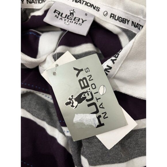 Rugby Nations Scotland striped polo long sleeve purple gray men small - Picture 10 of 14
